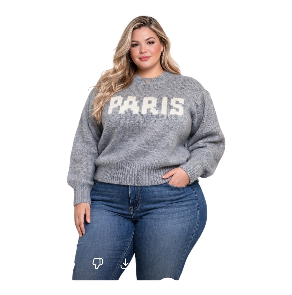 Divided Gray Paris Crew Neck Sweater